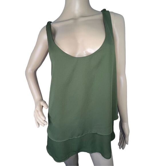 4SI3NNA Army Green Professional Flowy Tank Top With Tie Straps - Picture 1 of 4